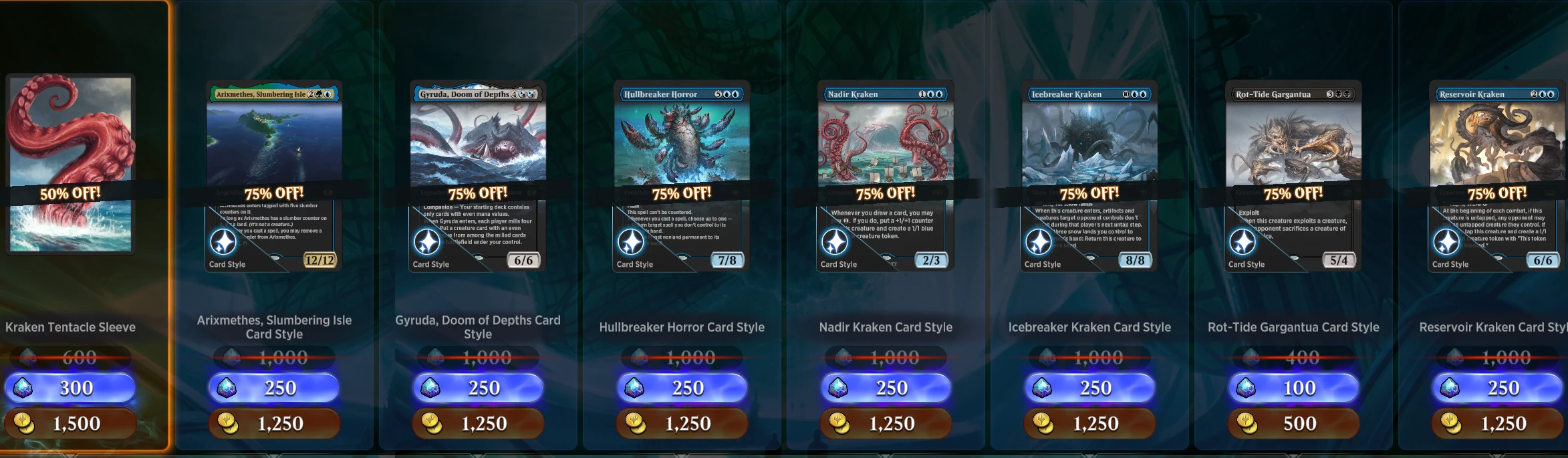 The MTG Arena store's daily deals row for Sunday, 11 October 2026