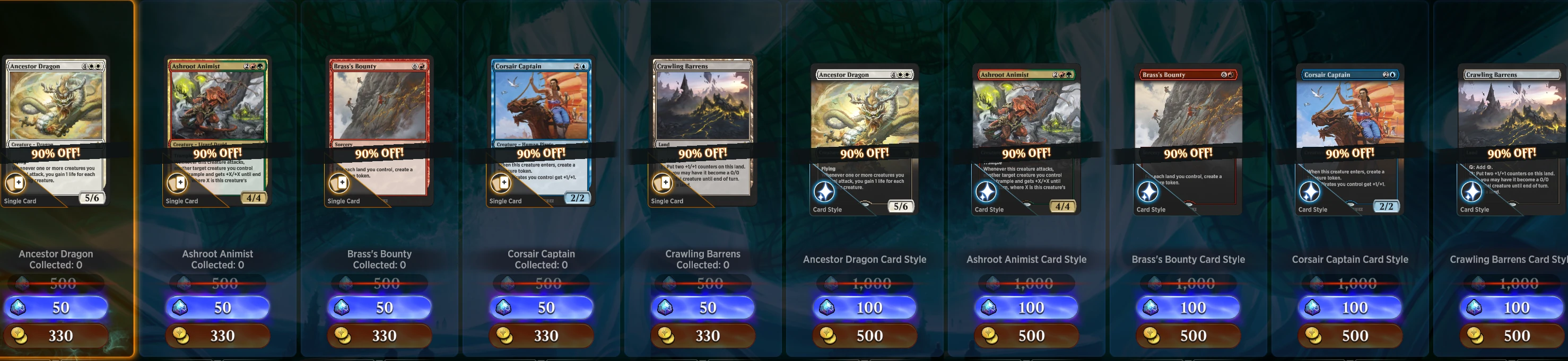 The MTG Arena store's daily deals row for Monday, 12 October 2026